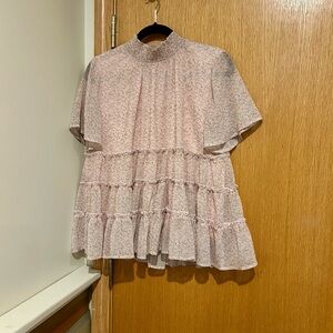 Floral Pink Ruffle Blouse
